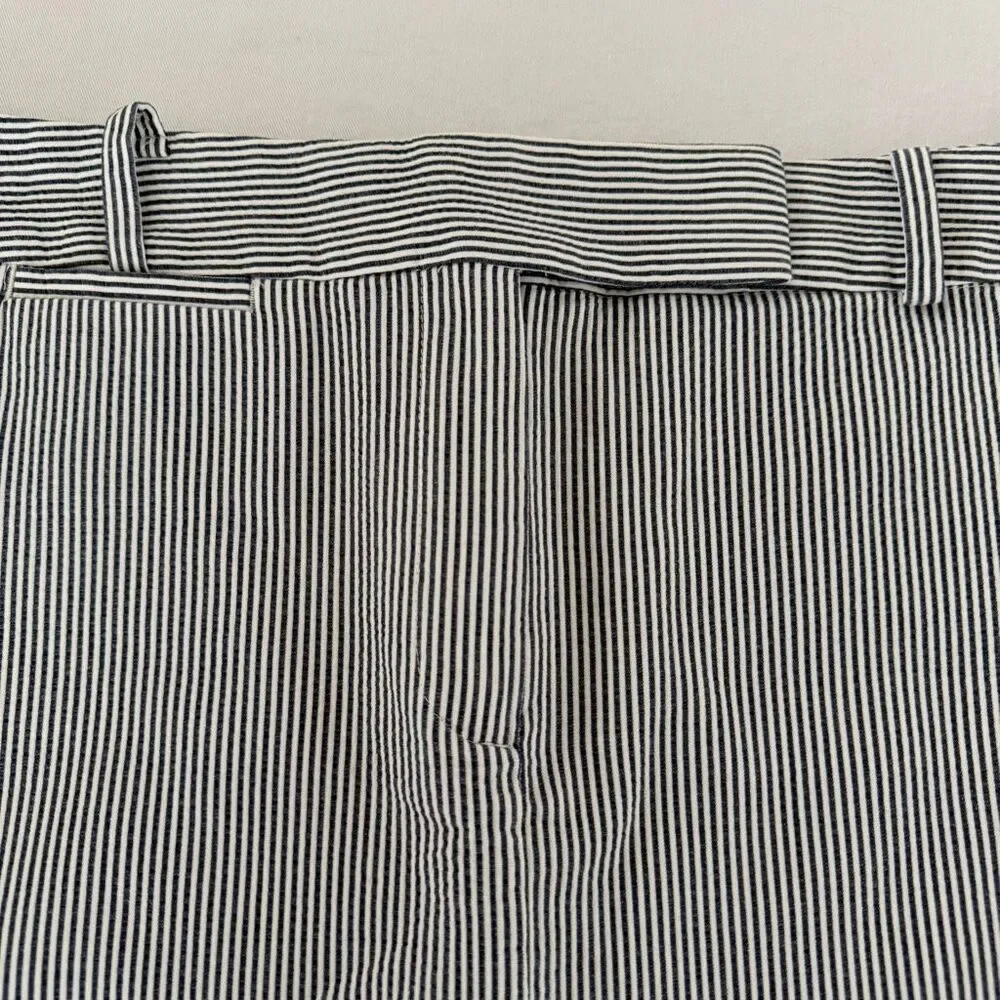 Talbots | Blue White Pinstripe Seersucker Skirt | Size 10 | Cotton A-Line | Summ